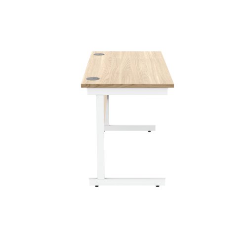 Astin Rectangular Single Upright Cantilever Desk 1200x600x730mm Canadian Oak/Arctic White KF803307