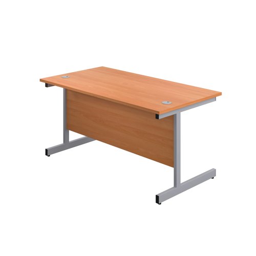 First Rectangular Cantilever Desk 1200x800x730mm Beech/Silver KF803317 KF803317