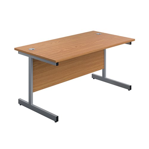 First Rectangular Cantilever Desk 1400x800x730mm Nova Oak/Silver KF803386