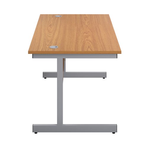 First Rectangular Cantilever Desk 1400x800x730mm Nova Oak/Silver KF803386 VOW