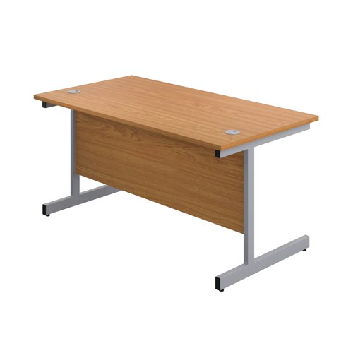 KF803386 First Rectangular Cantilever Desk 1400x800x730mm Nova Oak/Silver KF803386