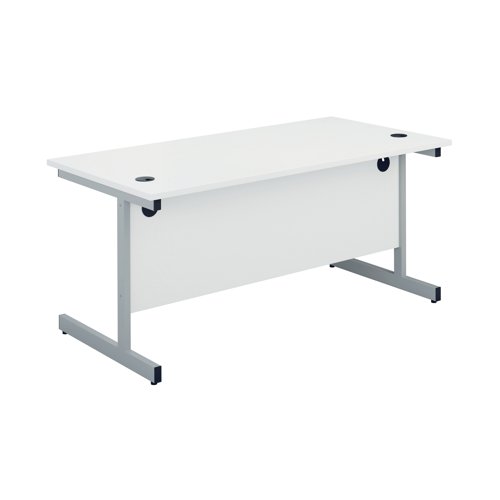 First Rectangular Cantilever Desk 1400x800x730mm White/Silver KF803393