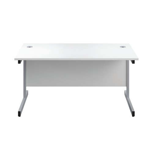 KF803393 First Rectangular Cantilever Desk 1400x800x730mm White/Silver KF803393