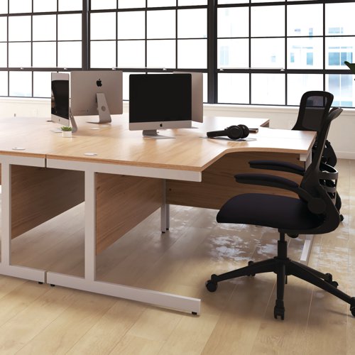 First Rectangular Cantilever Desk 1400x800x730mm White/Silver KF803393 VOW