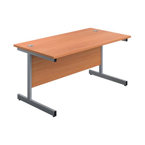 First Rectangular Cantilever Desk 1600x800x730mm Beech/Silver KF803430