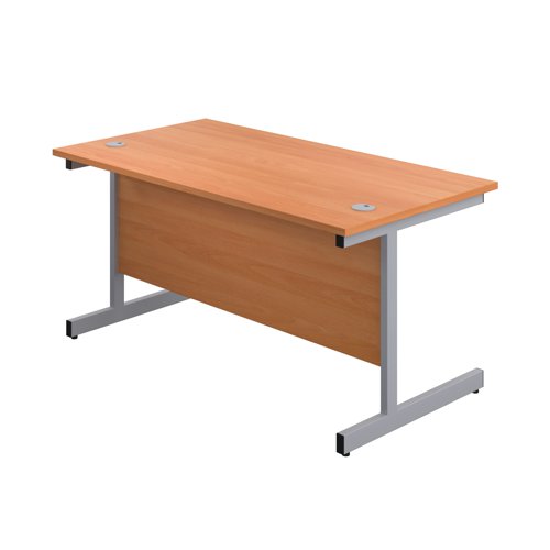 First Rectangular Cantilever Desk 1600x800x730mm Beech/Silver KF803430