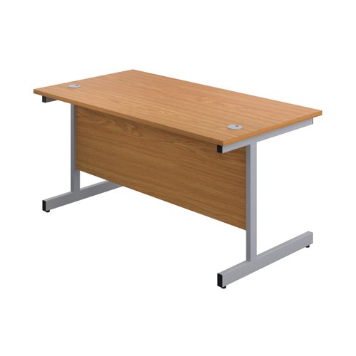 First Rectangular Cantilever Desk 1600x800x730mm Nova Oak/Silver KF803447 VOW