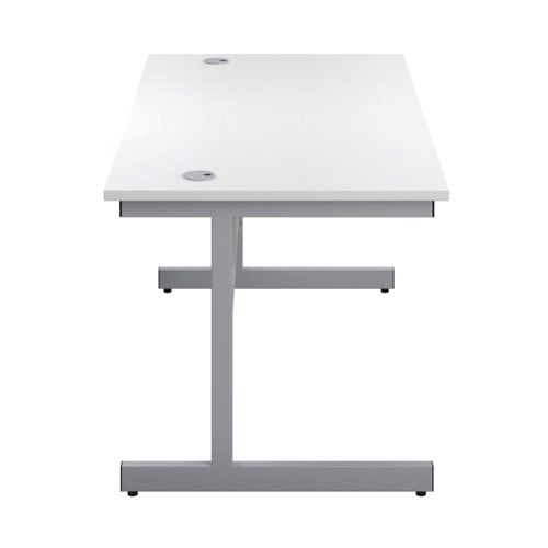 First Rectangular Cantilever Desk 1600x800x730mm White/Silver KF803454 VOW