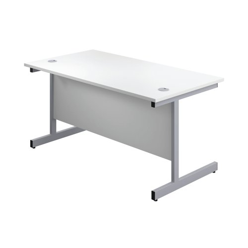 First Rectangular Cantilever Desk 1600x800x730mm White/Silver KF803454 VOW