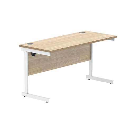 Astin Rectangular Single Upright Cantilever Desk 1400x600x730mm Canadian Oak/Arctic White KF803457