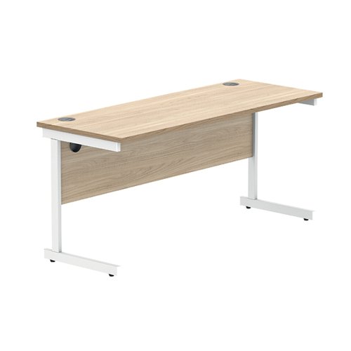 Astin Rectangular Single Upright Cantilever Desk 1600x600x730mm Canadian Oak/Arctic White KF803467