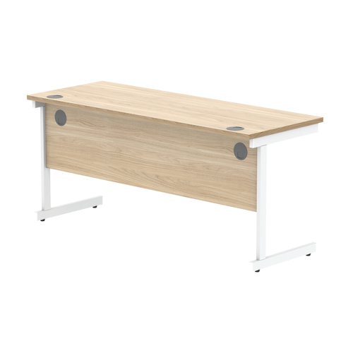 Astin Rectangular Single Upright Cantilever Desk 1600x600x730mm Canadian Oak/Arctic White KF803467