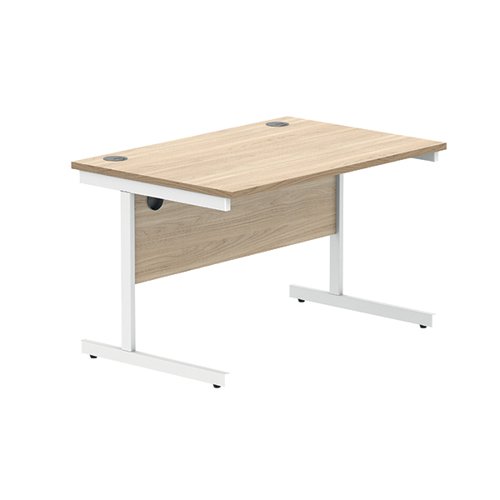 Astin Rectangular Single Upright Cantilever Desk 1200x800x730mm Canadian Oak/Arctic White KF803477