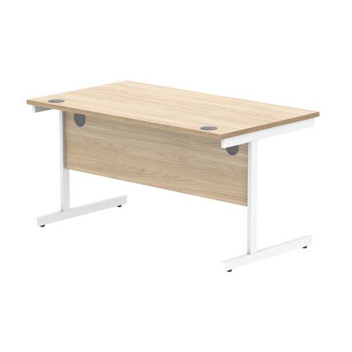 Astin Rectangular Single Upright Cantilever Desk 1400x800x730mm Canadian Oak/Arctic White KF803487