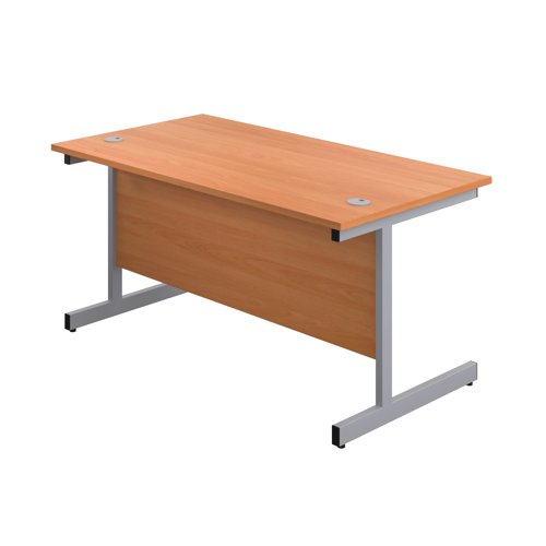 First Rectangular Cantilever Desk 1800x800x730mm Beech/Silver KF803492 - KF803492