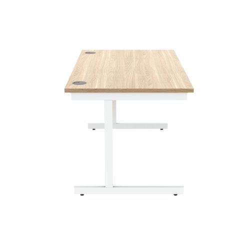 Astin Rectangular Single Upright Cantilever Desk 1600x800x730mm Canadian Oak/Arctic White KF803497