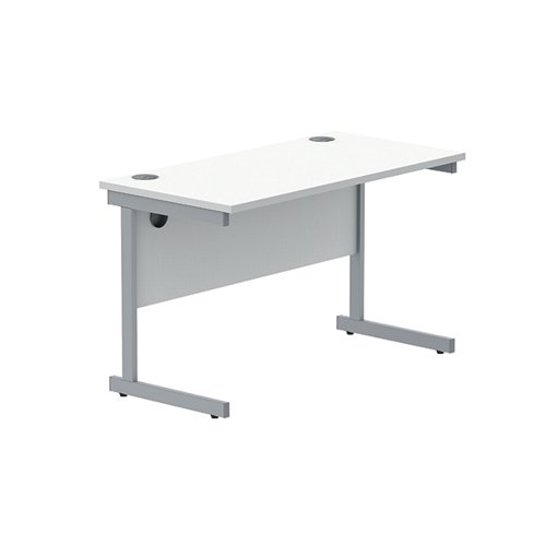 Astin Rectangular Single Upright Cantilever Desk 1200x600x730mm Arctic White/Silver KF803507