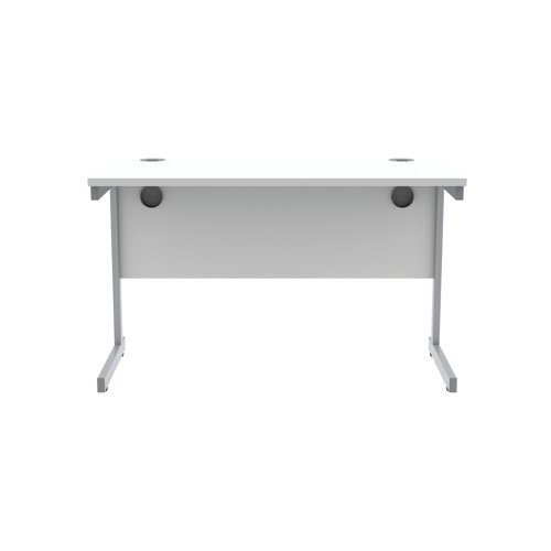 Astin Rectangular Single Upright Cantilever Desk 1200x600x730mm Arctic White/Silver KF803507