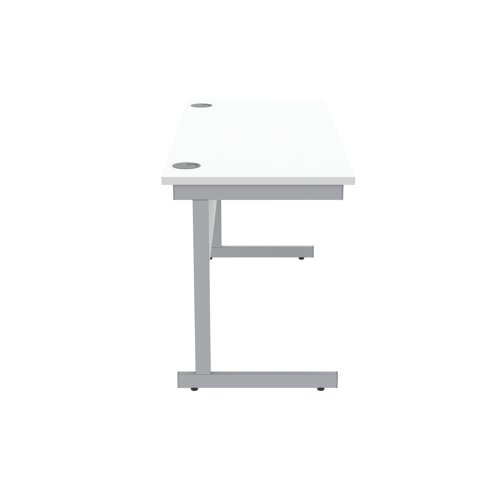 Astin Rectangular Single Upright Cantilever Desk 1400x600x730mm Arctic White/Silver KF803517 - KF803517