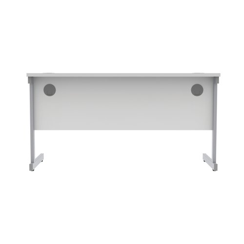 Astin Rectangular Single Upright Cantilever Desk 1400x600x730mm Arctic White/Silver KF803517 - KF803517
