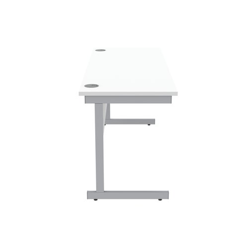 Astin Rectangular Single Upright Cantilever Desk 1600x600x730mm Arctic White/Silver KF803527