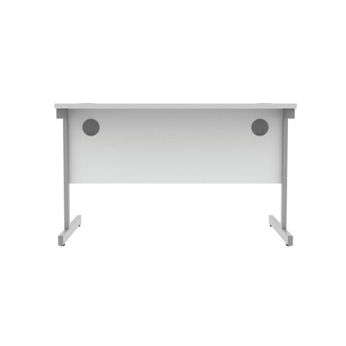 Astin Rectangular Single Upright Cantilever Desk 1200x800x730mm Arctic White/Silver KF803537