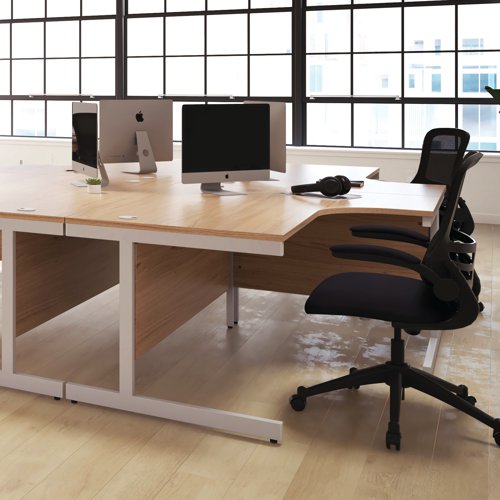 First Rectangular Cantilever Desk 1800x800x730mm Nova Oak/White KF803539 VOW
