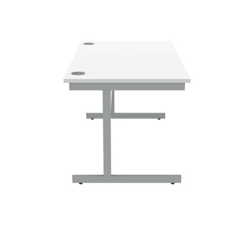 Astin Rectangular Single Upright Cantilever Desk 1400x800x730mm Arctic White/Silver KF803557 - KF803557