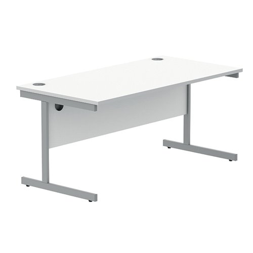 Astin Rectangular Single Upright Cantilever Desk 1600x800x730mm Arctic White/Silver KF803567 - KF803567
