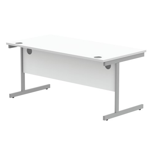 Astin Rectangular Single Upright Cantilever Desk 1600x800x730mm Arctic White/Silver KF803567 - KF803567