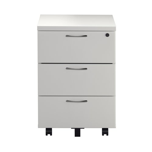 First Single Desk with 3 Drawers Pedestal 1600x800mm White/Silver KF803607 - KF803607