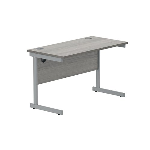 Astin Rectangular Single Upright Cantilever Desk 1200x600x730mm Alaskan Grey Oak/Silver KF803637
