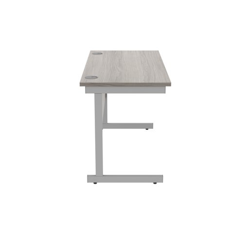 Astin Rectangular Single Upright Cantilever Desk 1200x600x730mm Alaskan Grey Oak/Silver KF803637