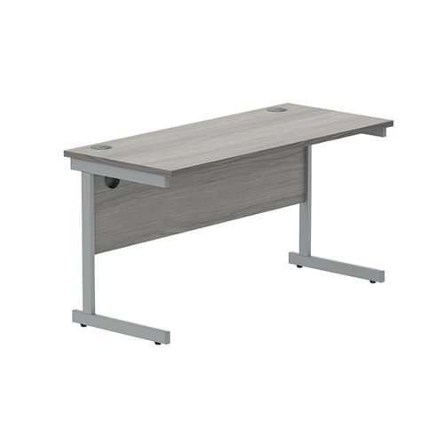 Astin Rectangular Single Upright Cantilever Desk 1400x600x730mm Alaskan Grey Oak/Silver KF803657