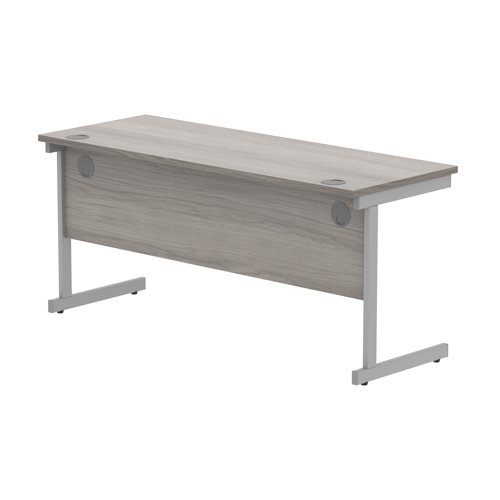 Astin Rectangular Single Upright Cantilever Desk 1600x600x730mm Alaskan Grey Oak/Silver KF803667
