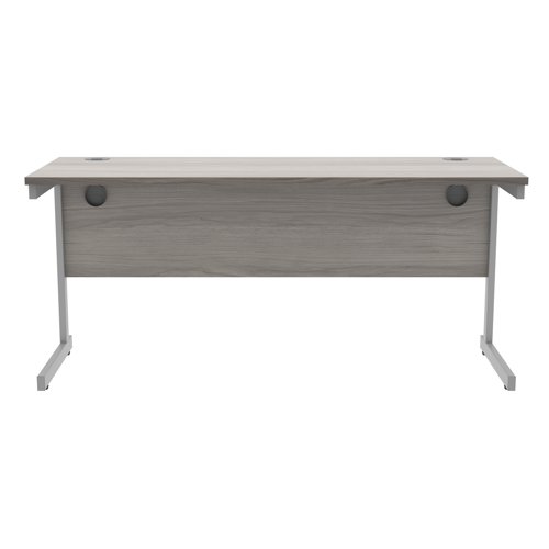 Astin Rectangular Single Upright Cantilever Desk 1600x600x730mm Alaskan Grey Oak/Silver KF803667