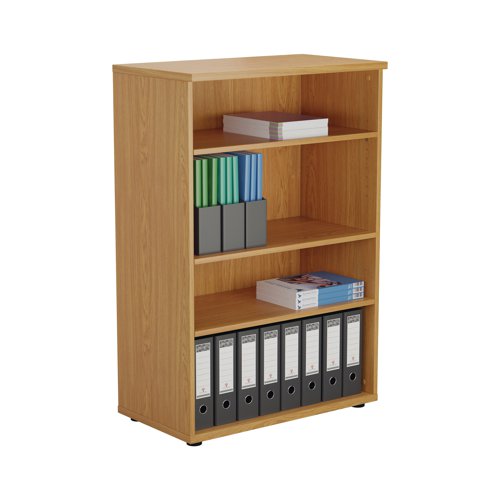 This First Bookcase provides a convenient storage solution for organised office filing. Complete with three shelves, this bookcase is suitable for filing and storing lever arch and box files. The bookcase measures 800x450x1200mm and comes in a Nova Oak finish to complement the First furniture range.