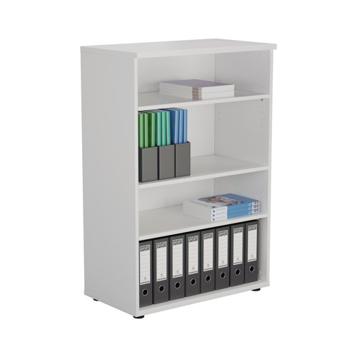 This First Bookcase provides a convenient storage solution for organised office filing. Complete with three shelves, this bookcase is suitable for filing and storing lever arch and box files. The bookcase measures 800x450x1200mm and comes in a white finish to complement the First furniture range.