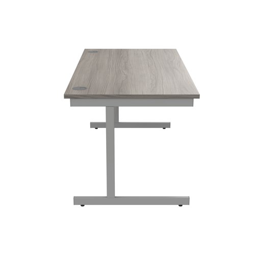 Astin Rectangular Single Upright Cantilever Desk 1600x800x730mm Alaskan Grey Oak/Silver KF803697 - KF803697