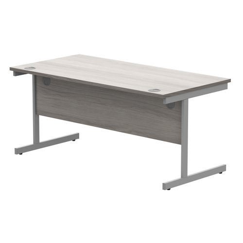 Astin Rectangular Single Upright Cantilever Desk 1600x800x730mm Alaskan Grey Oak/Silver KF803697 - KF803697