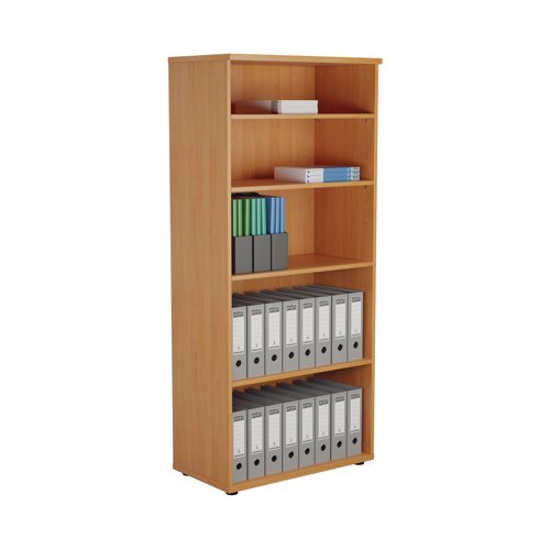 First 4 Shelf Wooden Bookcase 800x450x1800mm Beech KF803713 - VOW - KF803713 - McArdle Computer and Office Supplies