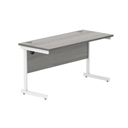 Astin Rectangular Single Upright Cantilever Desk 1400x600x730 Alaskan Grey Oak/Arctic White KF803717