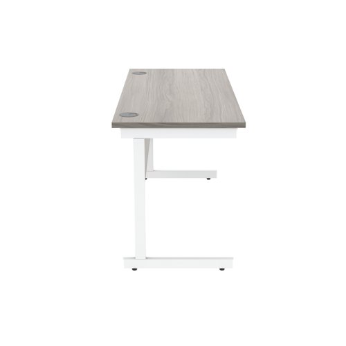 Astin Rectangular Single Upright Cantilever Desk 1400x600x730 Alaskan Grey Oak/Arctic White KF803717