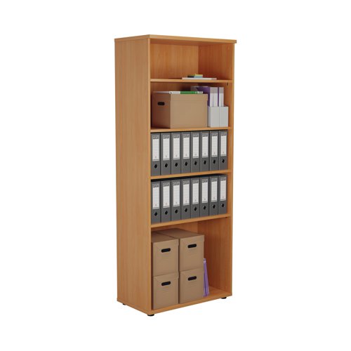 First 4 Shelf Wooden Bookcase 800x450x2000mm Beech KF803744 - VOW - KF803744 - McArdle Computer and Office Supplies