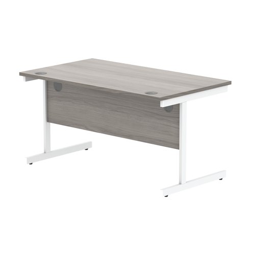 Astin Rectangular Single Upright Cantilever Desk 1400x800x730 Alaskan Grey Oak/Arctic White KF803747