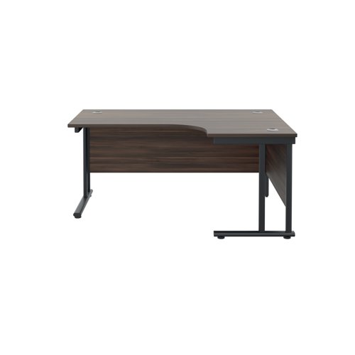 Jemini Radial Right Hand Double Upright Cantilever Desk 1800x1200x730mm Dark Walnut/Black KF803805
