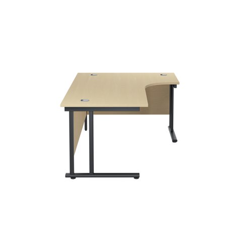 Jemini Radial Right Hand Double Upright Cantilever Desk 1800x1200x730mm Maple/Black KF803829
