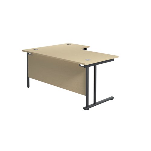 Jemini Radial Right Hand Double Upright Cantilever Desk 1800x1200x730mm Maple/Black KF803829