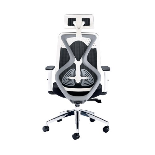 KF80382 Arista Stealth High Back Chair with Headrest Adjustable Arms Black/White KF80382