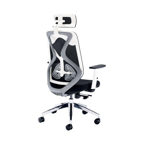 Arista Stealth High Back Chair with Headrest Adjustable Arms Black/White KF80382 - KF80382